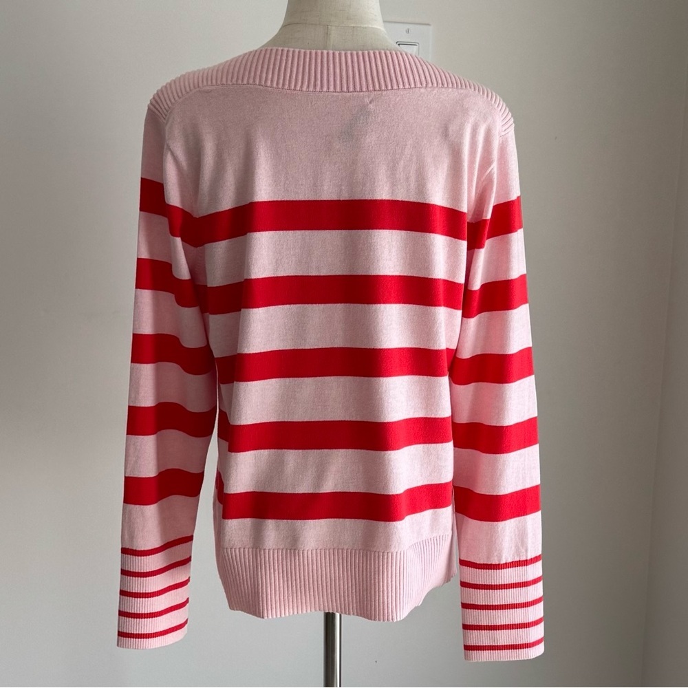 Tommy Hilfiger - Woman’s Pink and Red cotton boatneck sweater. Size M - Picture 4 of 11